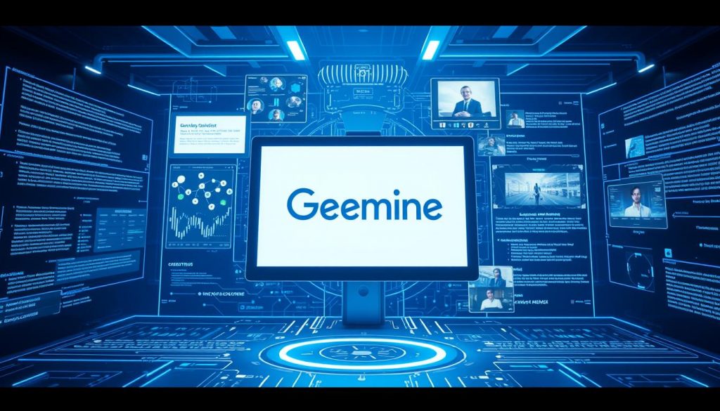 Модель Gemini от Google - визуализация мультимодальной нейросети, обрабатывающей текст, изображения и видео Модель Gemini от Google - визуализация мультимодальной нейросети, обрабатывающей текст, изображения и видео